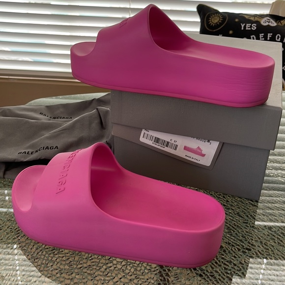 Balenciaga Logo-embossed Rubber Platform Slides w/Dustbags & Box - Picture 5 of 7